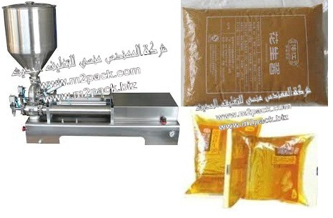 ماكينة تعبئة ذبده الفول السوداني وزيت الفول السوداني في اكياس  التي تعمل بضغط الهواء موديل  404 إم تو باك